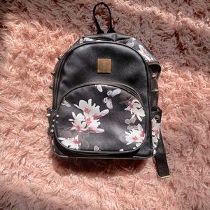 Floral black mini backpack